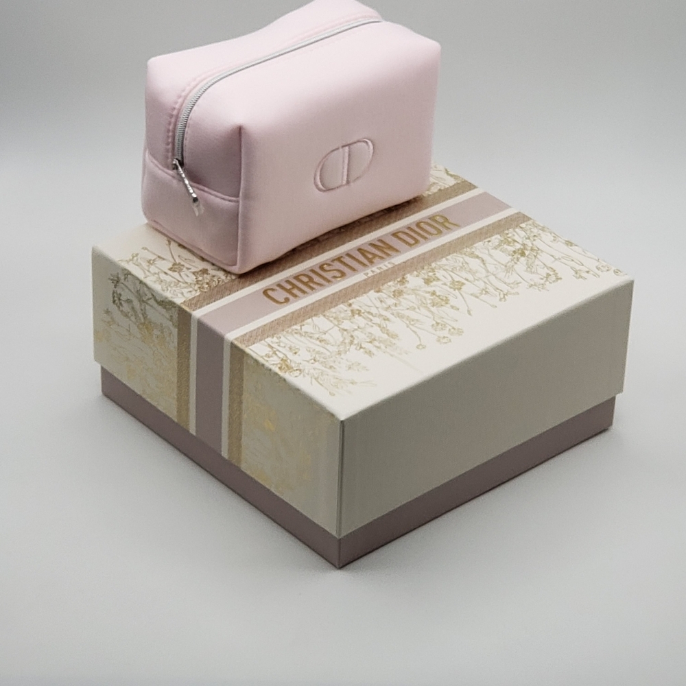 Dior Pink Cosmetic Bag Leather Minimalist Design